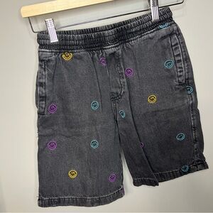 Zara Black Shorts with Purple Smiley Embroidery